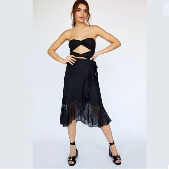 FREE PEOPLE NIGHTCAP BOWTIE BODYSUIT & MIDI SKIRT - Picture 3 of 6